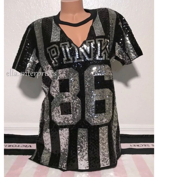 VS Pink Fashion Show 2018 Bling Choker Campus Tee - Picture 3 of 7